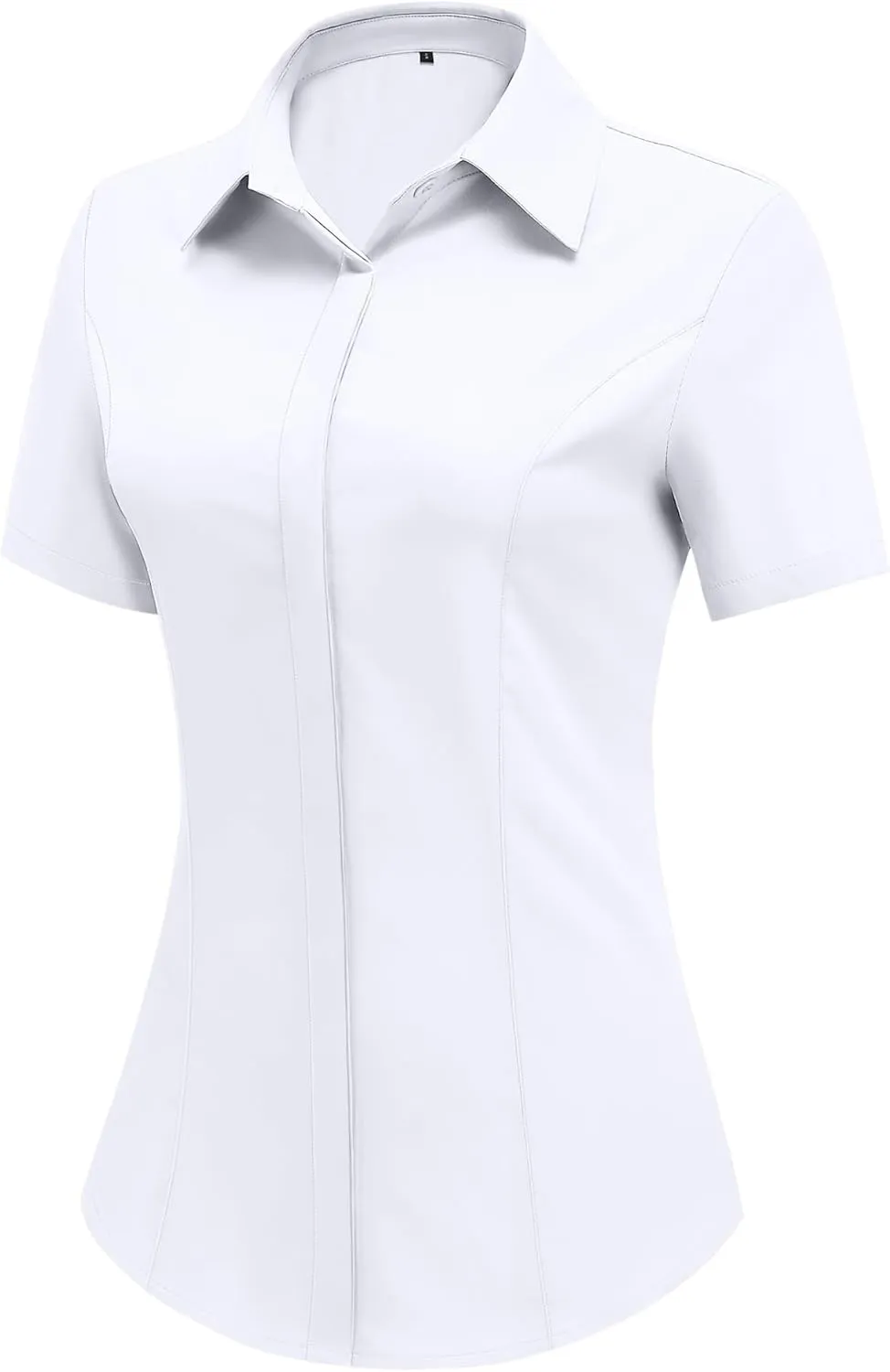 HOTOUCH Women Short Sleeve Button Down Shirts Business Work Fitted Collared Blouse Office Basic 2025 Summer Tops S-2XL