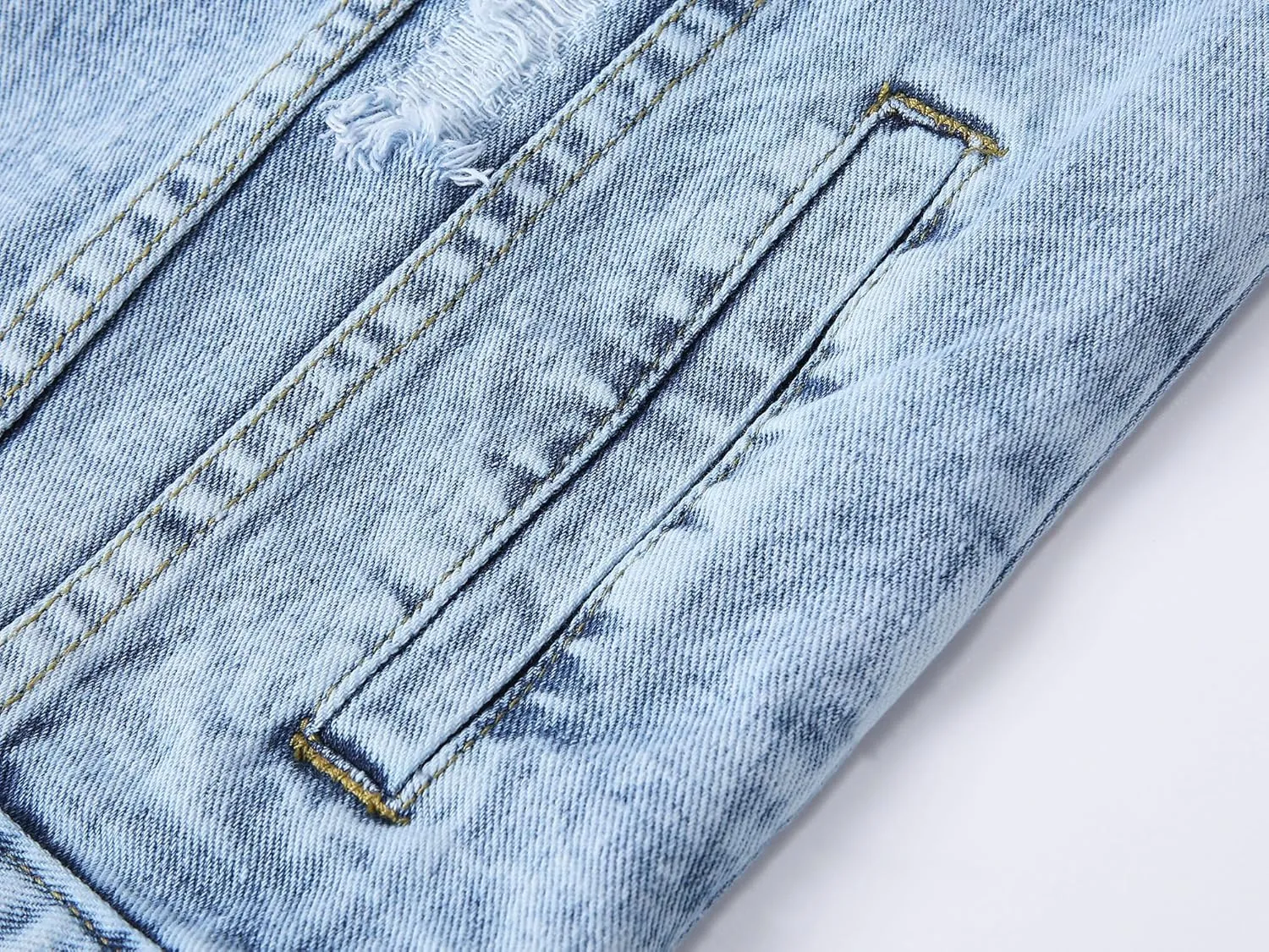 Kedera Jean Jacket Women Pearl Studded Oversized Distressed Denim Jackets Long Sleeves Lapel Denim Coats