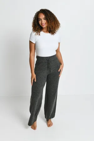 Knit Wide Leg Lounge Trousers - Grey