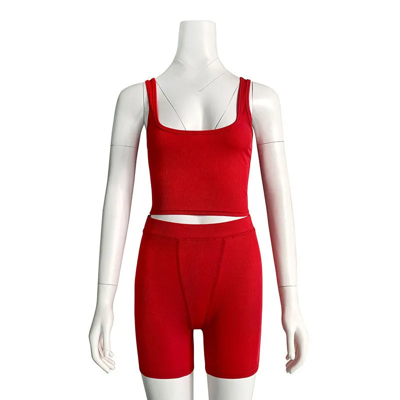 Knitted Hip High Waist Shorts Sports Leisure Suit