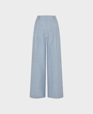Langdon Linen Blend Wide Leg Pleated Trouser