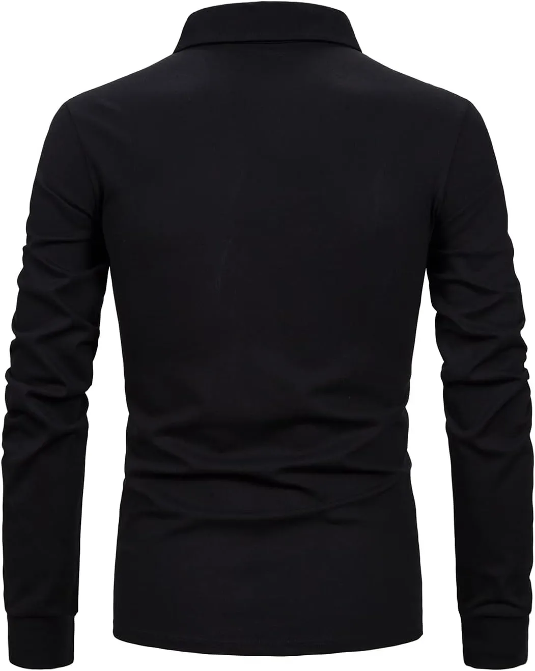 Mens Polo Shirts Long Sleeve Casual Plaid Collar Golf Shirt for Men Slim Fit Cotton Polo T Shirts Top