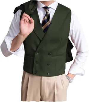 Men's V-Neck Suit Vest Solid Classic Vests Slim Fit Suits Business Dress Waistcoat
