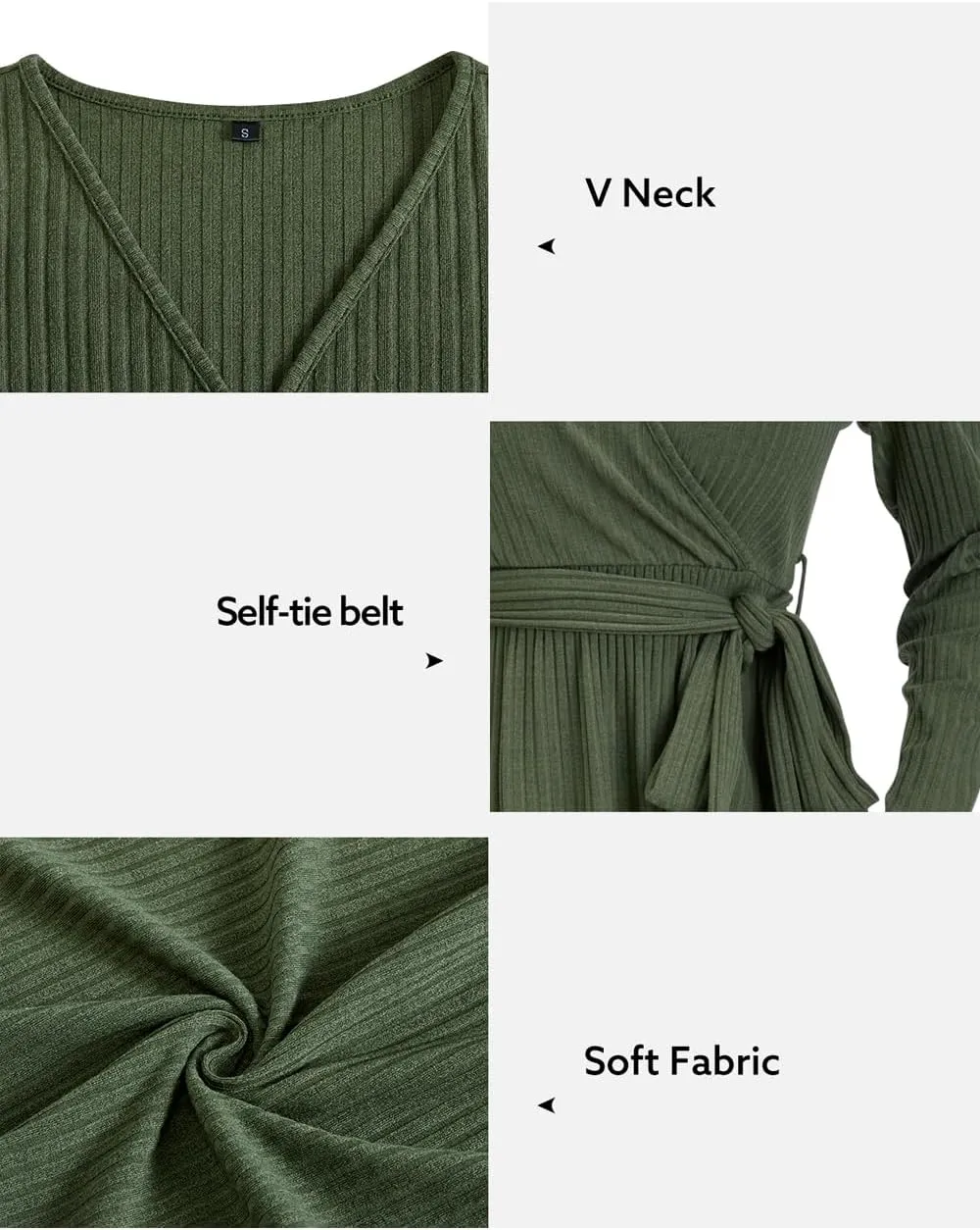 Newshows Womens 2024 Fall Sweater Dress Long Sleeve Business Casual Outfits V Neck Ribbed Knit Belt Trendy with Pockets
