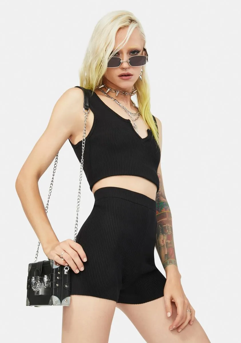 Night Interesting Stuff Knitted Shorts Set