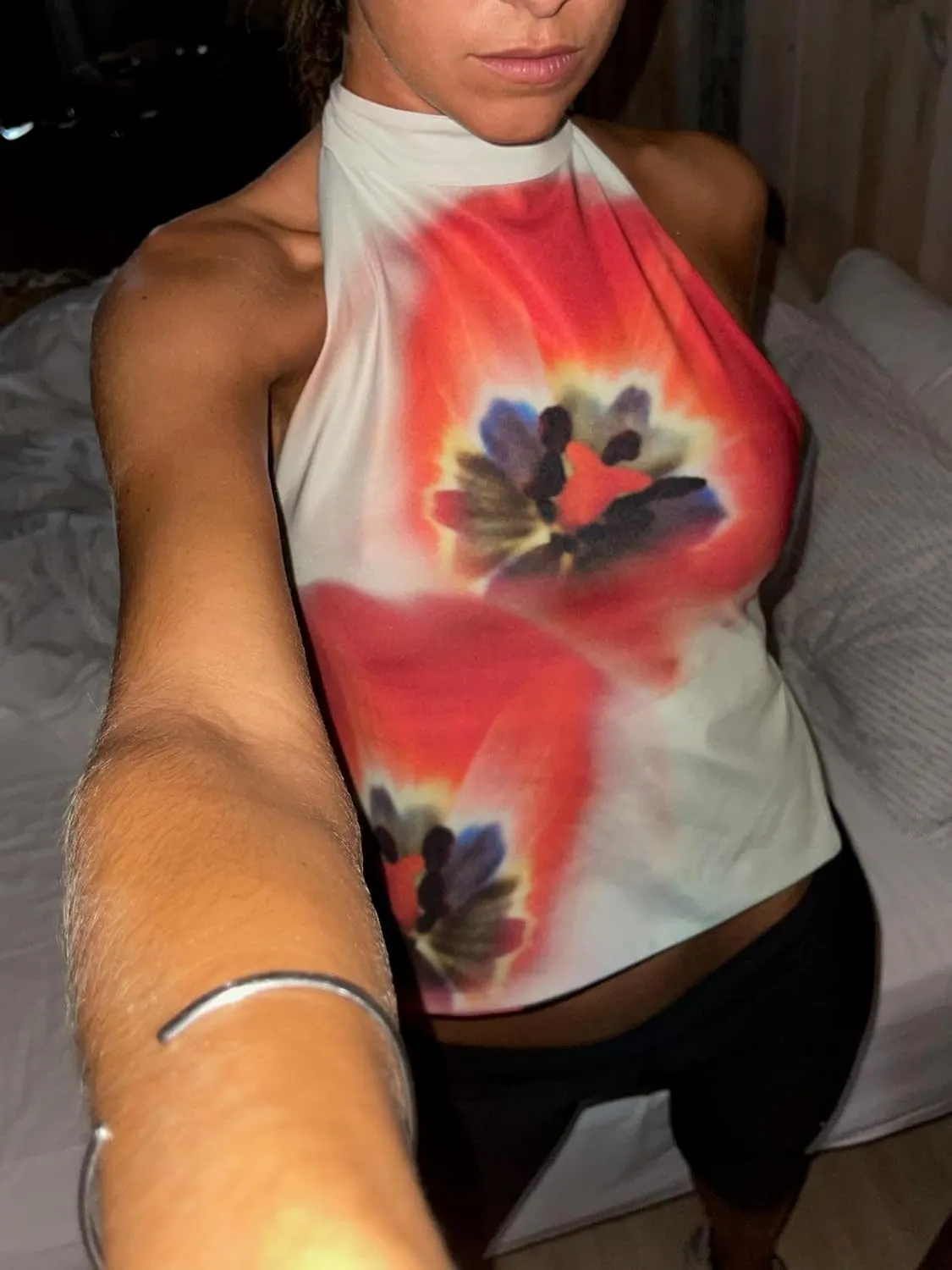 Open Back High Neck Tank Tops for Women Halter Mockneck Sleeveless Backless Floral Crop Top Y2k Summer Going Out Tops