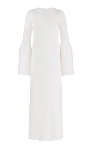 Palanco Knit Maxi Dress in White Merino Wool Cashmere