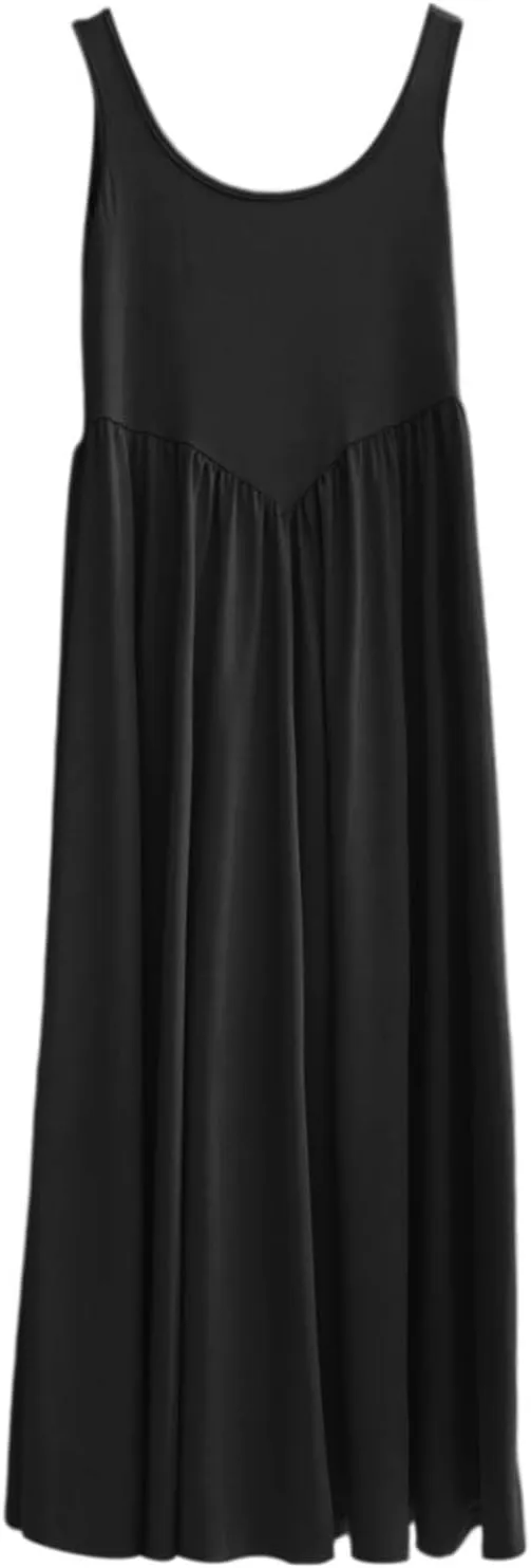 Plus Size Dresses for Curvy Women Casual Sleeveless Crewneck Sundress Aline Flowy Tiered Maxi Long Vacation Dress