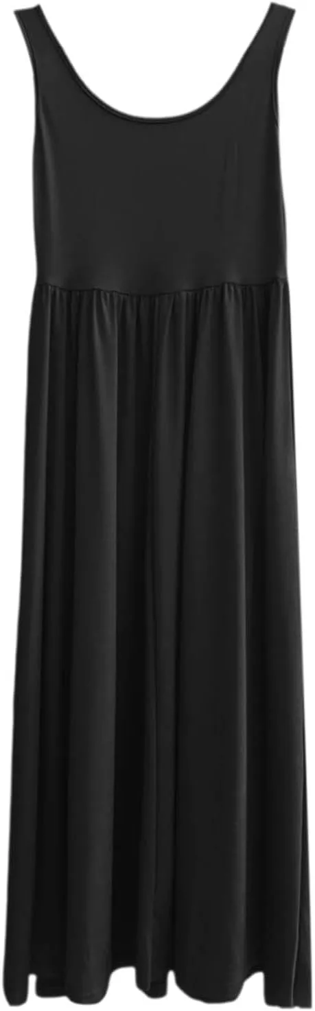 Plus Size Dresses for Curvy Women Casual Sleeveless Crewneck Sundress Aline Flowy Tiered Maxi Long Vacation Dress