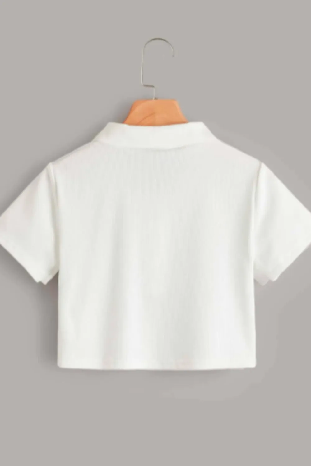 Polo Neck Solid Crop Top
