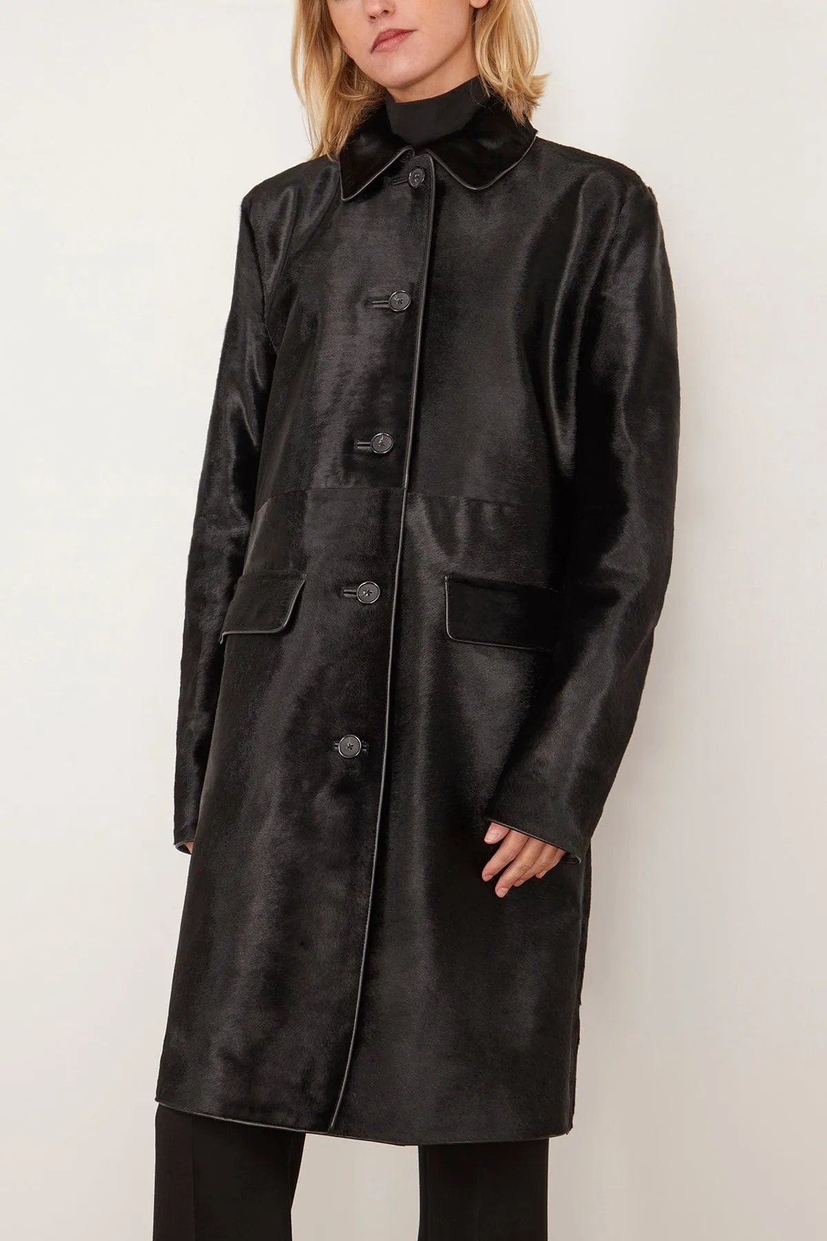 Pony Hair Coat in Black