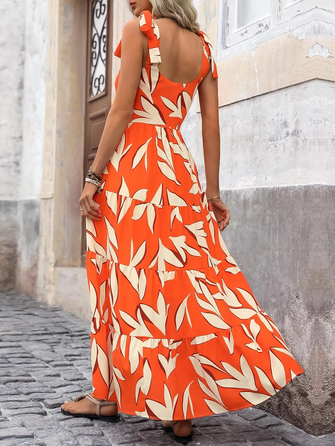 PRETTYGARDEN Women Dresses 2025 Summer Floral Sleeveless Maxi Dress Casual Spaghetti Strap Tiered Flowy Beach Long Dress