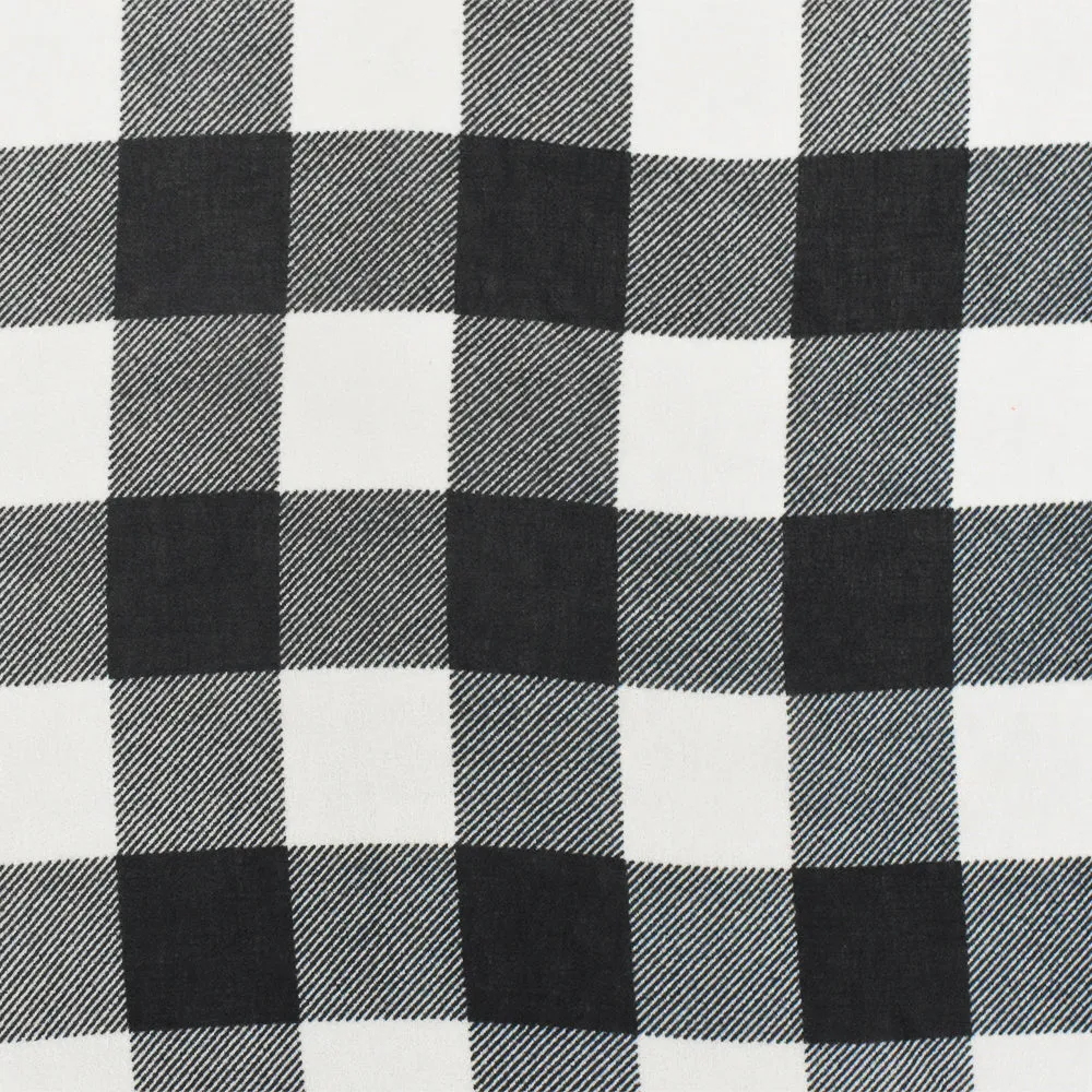 Pure Black-White Check Pattern Printed Poly Chiffon Woven Fabric