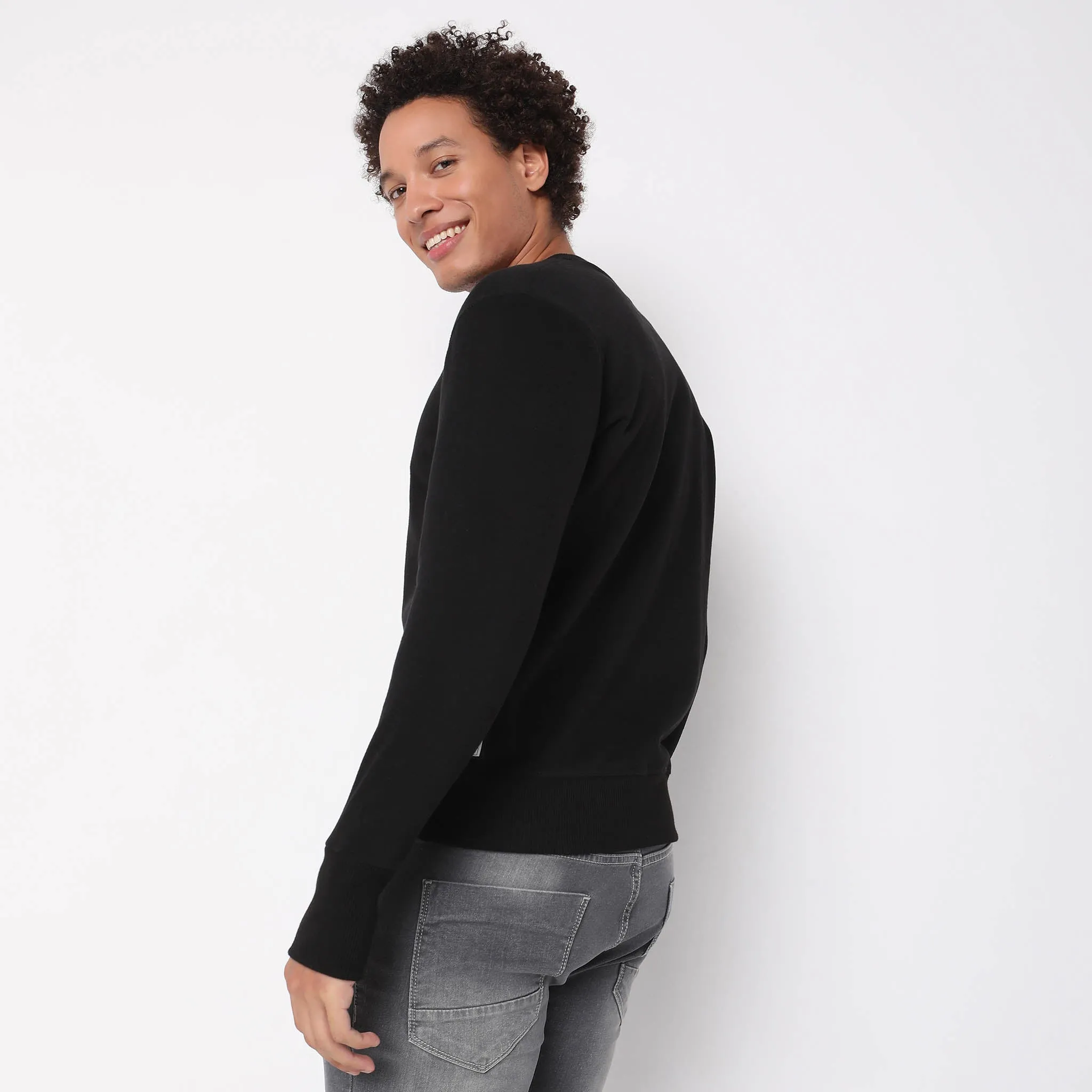 Regular Fit Solid Sweatshirt