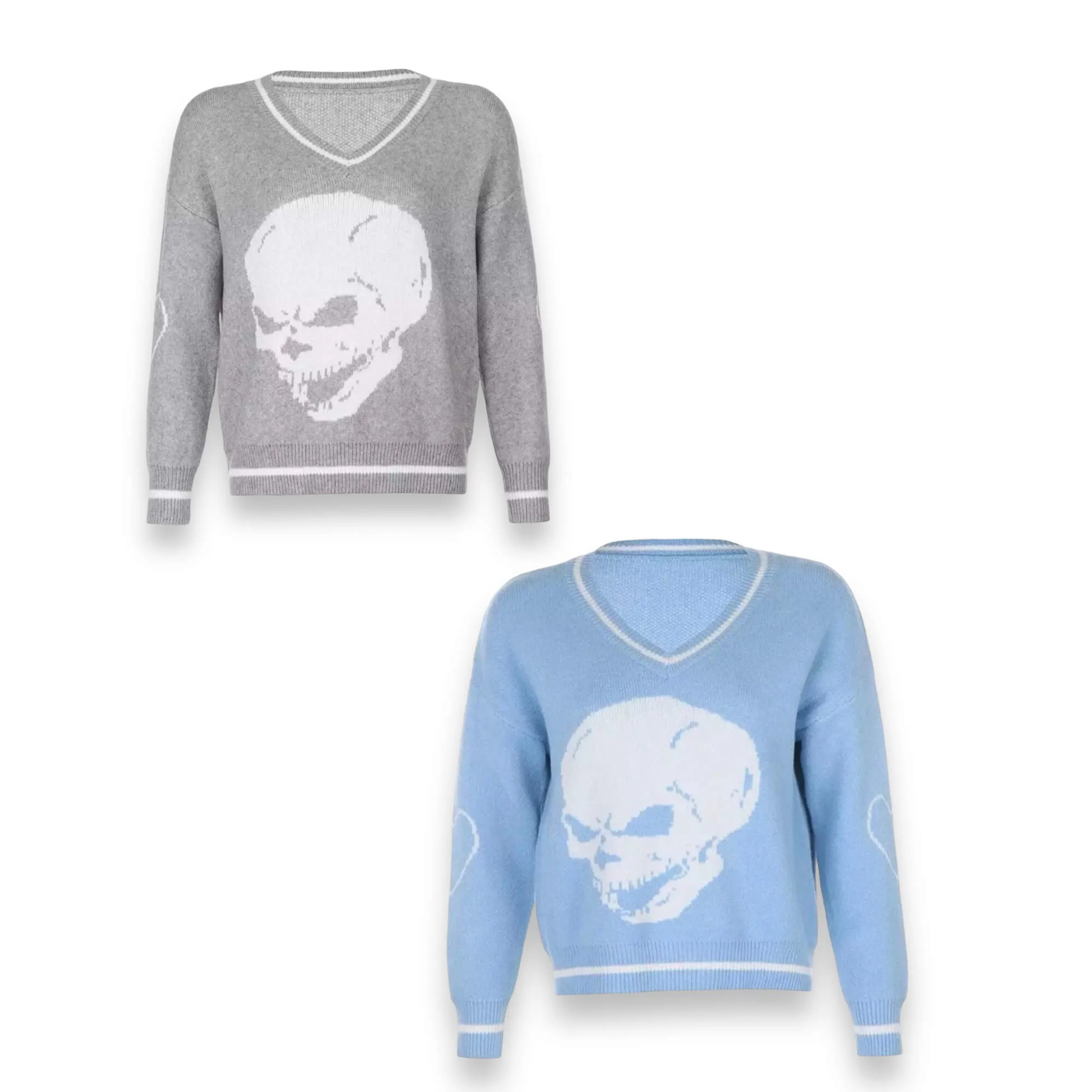 Retro V Neck Long Sleeve Graphic Sweater
