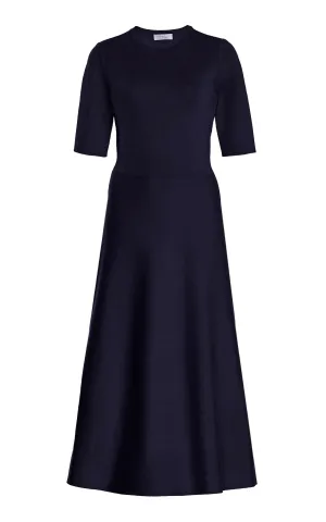 Seymore Knit Midi Dress in Dark Navy Merino Wool Cashmere