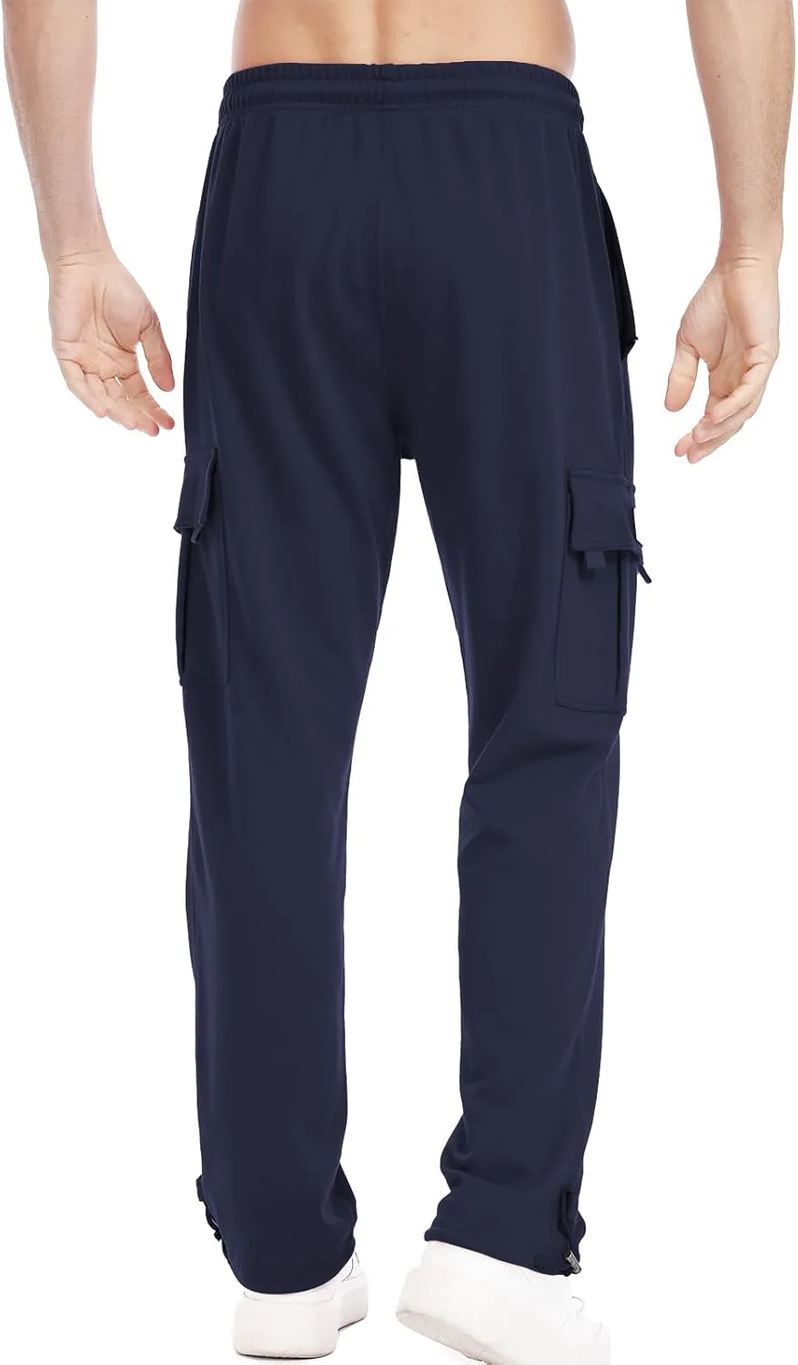 Suwangi Mens Cargo Pants Loose Waist Relaxed Fit Outdoor Elastic Bottom Pants Athletic Drawstring Multiple Pockets Joggers