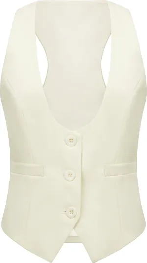 V VOCNI Suit Vest for Women Waistcoat Vintage Steampunk Dressy Casual Racerback Vest Jacket