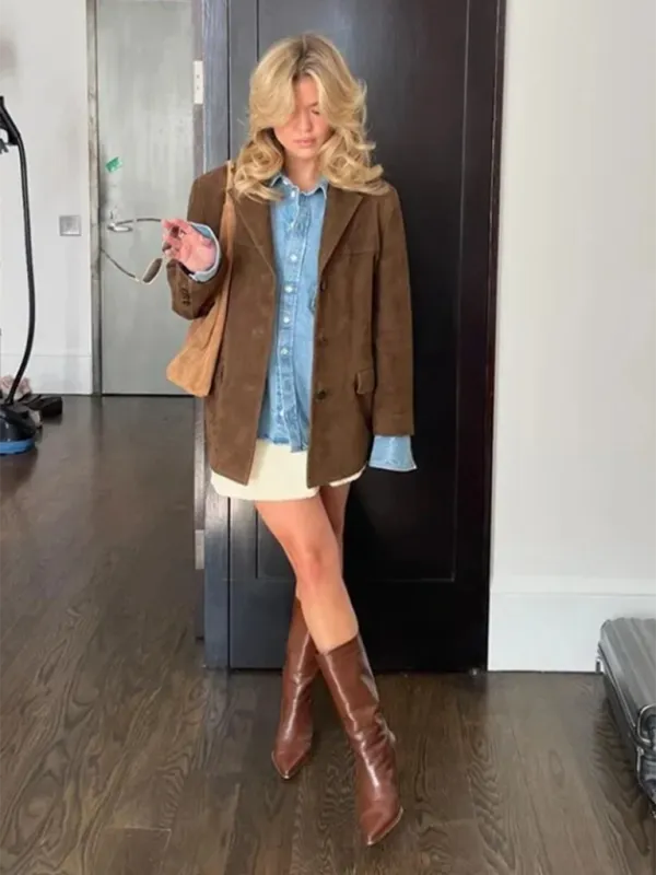 Vintage Business Casual Faux Suede Coat