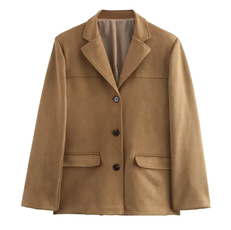 Vintage Business Casual Faux Suede Coat