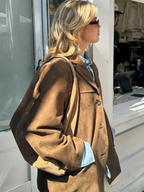 Vintage Business Casual Faux Suede Coat