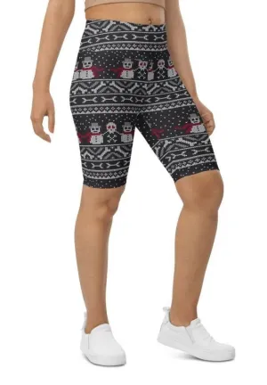 Vintage Goth Knitted Print Biker Shorts