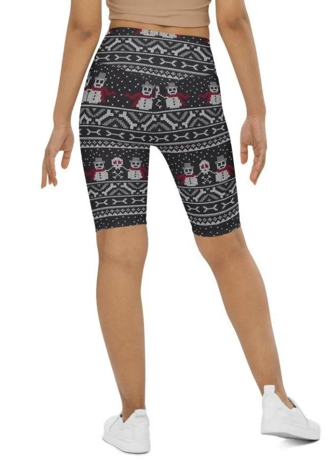 Vintage Goth Knitted Print Biker Shorts