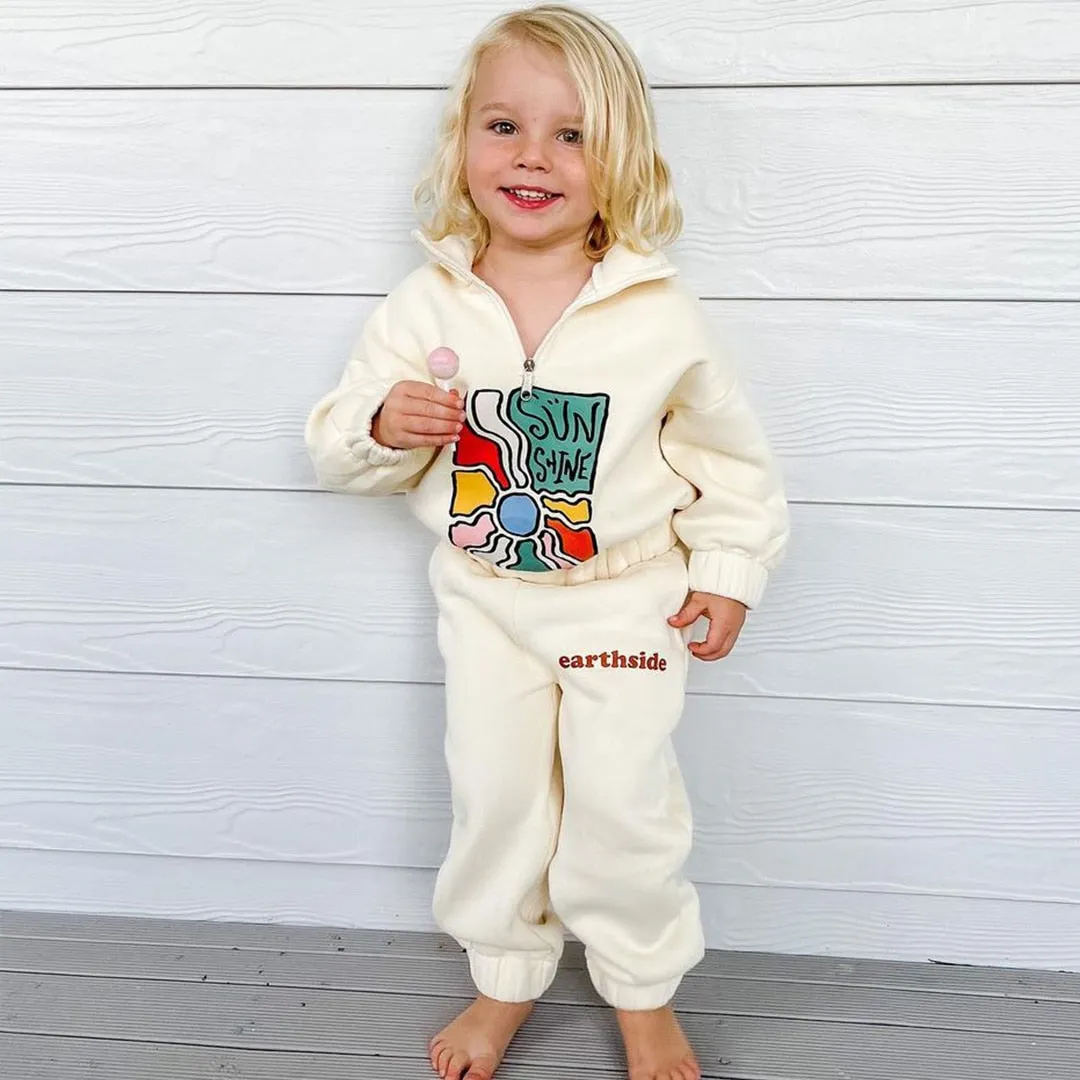 Warm Half-Zip Fleece Jacket & Pant Set