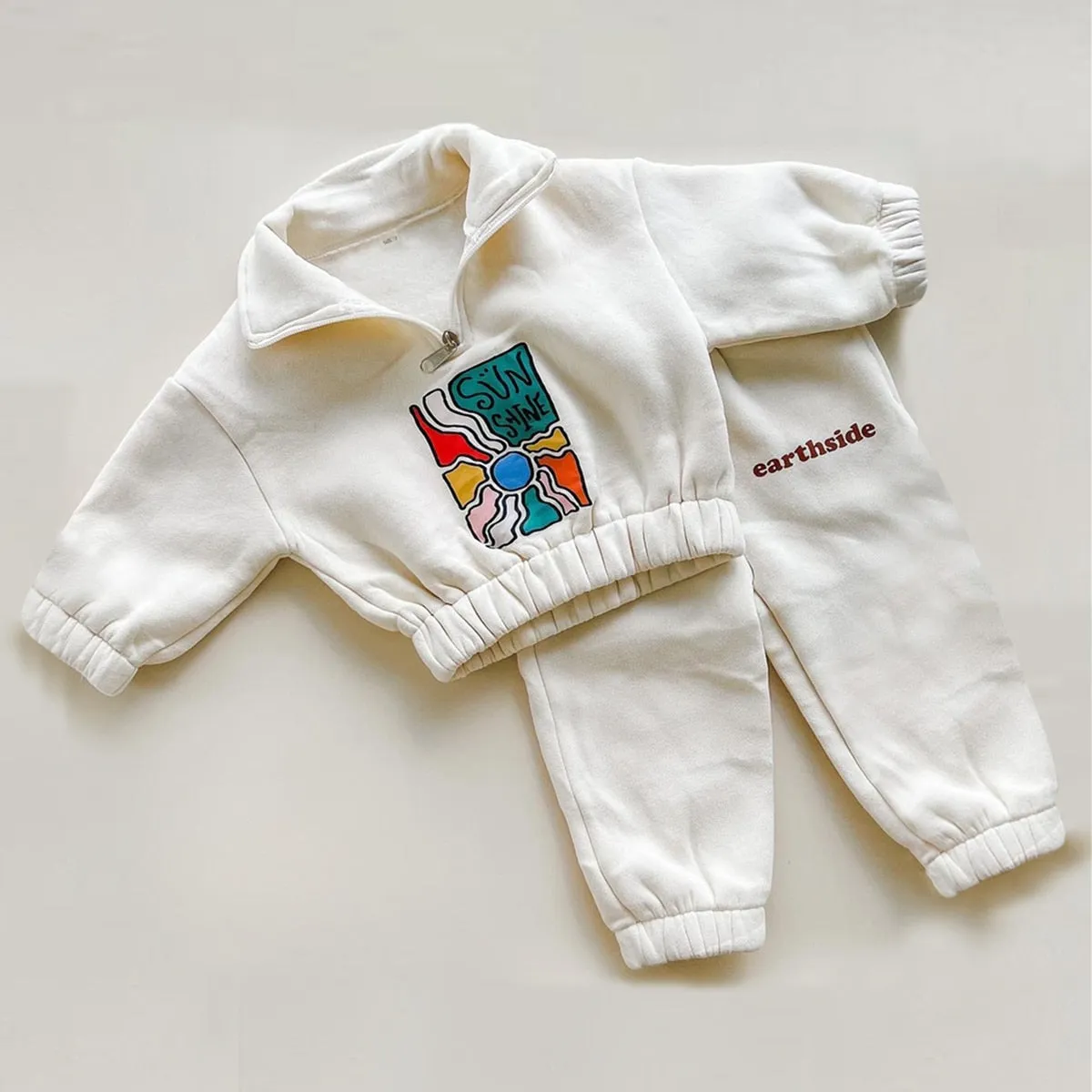 Warm Half-Zip Fleece Jacket & Pant Set