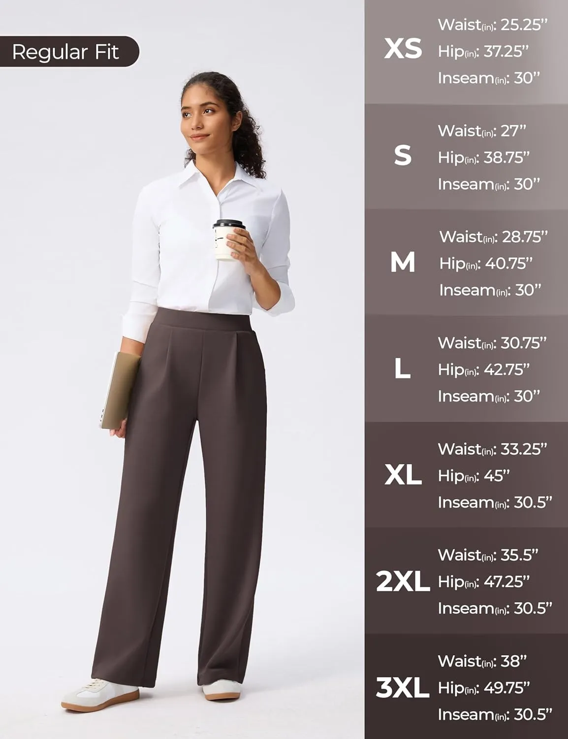 Wide Leg Pants for Women High Waist Relaxed Dress Pants with Pockets 30"