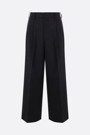 wide-leg pinstriped wool trousers