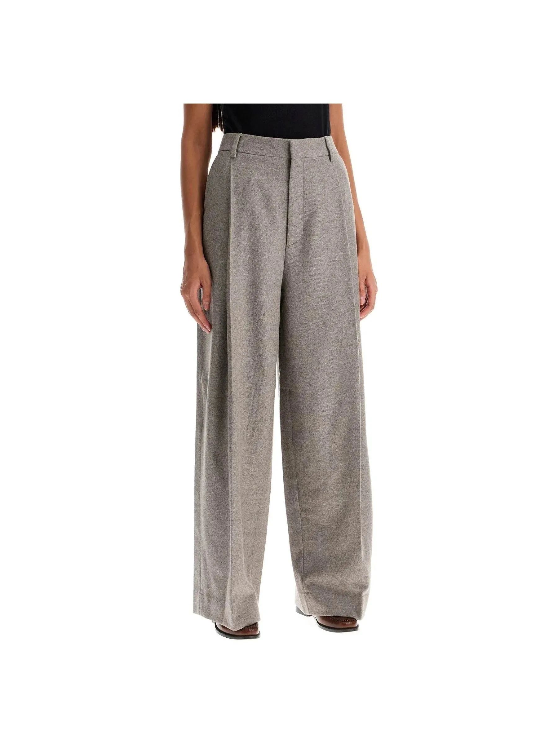 Wide Leg Trousers in Flannel