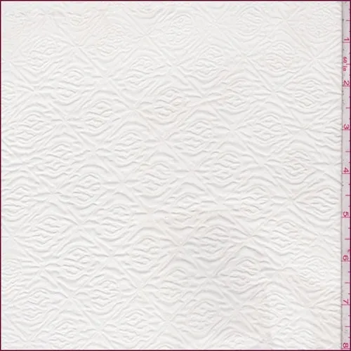 Winter White Deco Lattice Embossed Chiffon Fabric