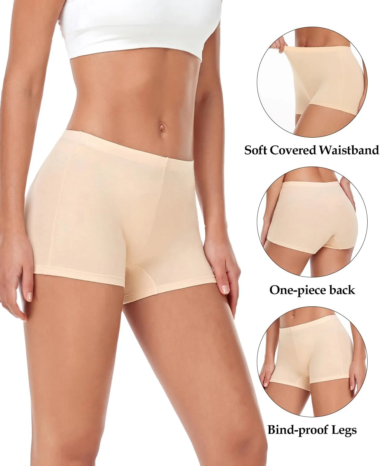 wirarpa Women's Boyshorts Panties Cotton Boxer Briefs for Ladies Underwear Shorts with Cotton Crotch 4 Pack