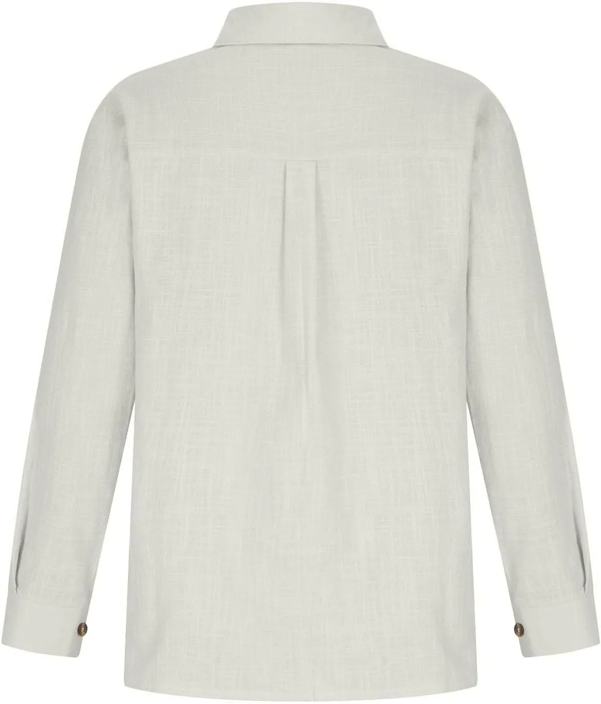 Womens Cotton Linen Button Down Tops 2025 Summer Casual Loose Long Sleeve Lightweight Solid Color Work T Shirts with Pockets