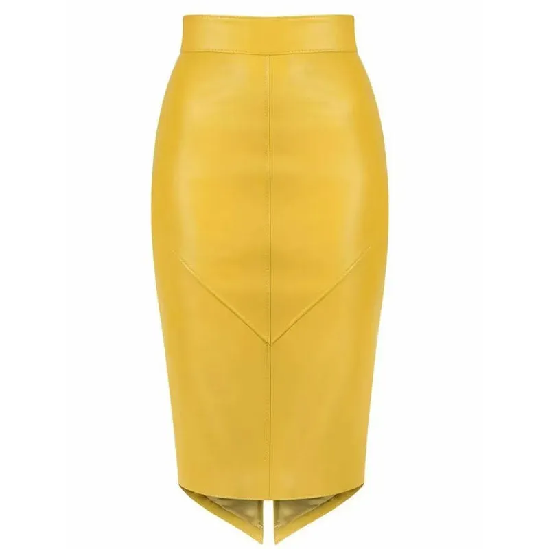 Womens Genuine Lambskin Leather Skirt