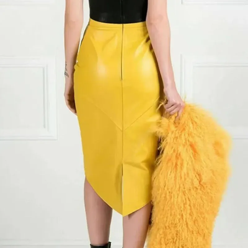 Womens Genuine Lambskin Leather Skirt