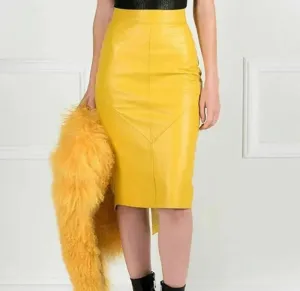 Womens Genuine Lambskin Leather Skirt