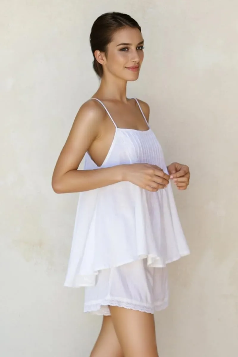 Womens Summer 2 Piece Set Sleeveless Tie Straps Ruffle Trim Top and Shorts Sets Soft Cozy Pajamas Set