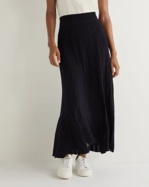 Women's Superfine Pleated Cashmere Silk Skirt Navy Blue