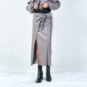 Wrap midi skirt with knotted detail wholesale