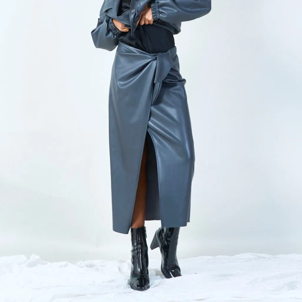 Wrap midi skirt with knotted detail wholesale