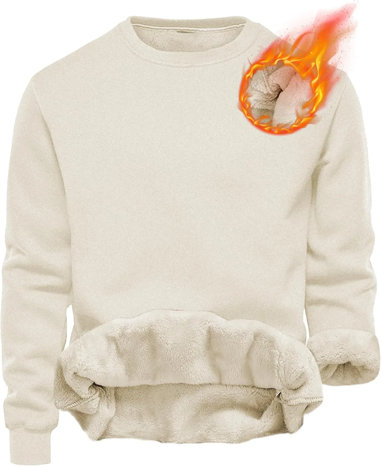 Yeokou Men's Fleece Sweatshirt Sherpa Lined Crewneck Basic Winter Thick Pullover Tops