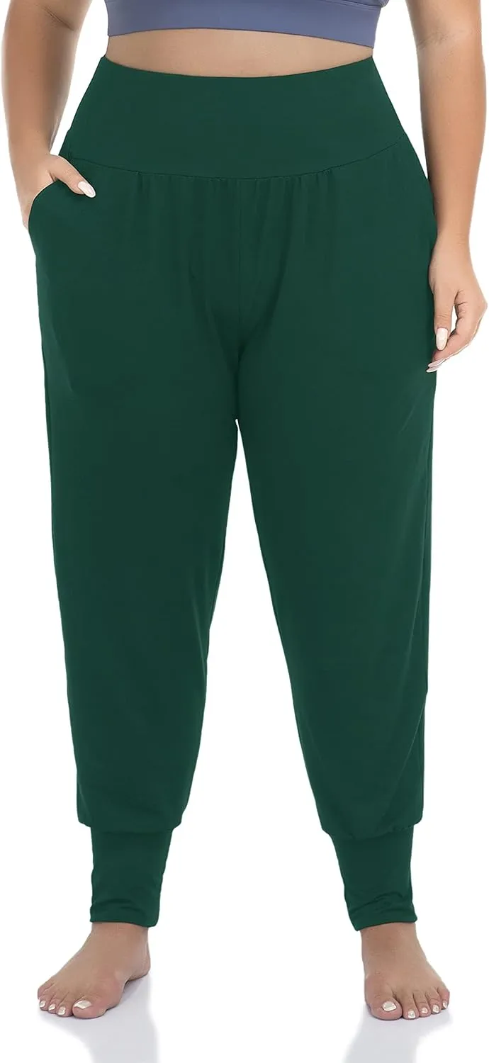 ZERDOCEAN Women's Plus Size Casual Yoga Joggers Comfy Loose Workout Lounge Pants with Pockets