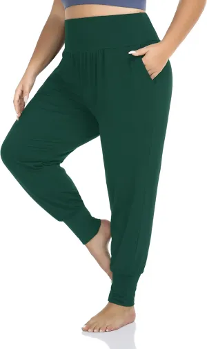 ZERDOCEAN Women's Plus Size Casual Yoga Joggers Comfy Loose Workout Lounge Pants with Pockets