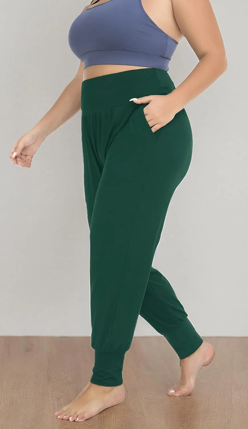 ZERDOCEAN Women's Plus Size Casual Yoga Joggers Comfy Loose Workout Lounge Pants with Pockets