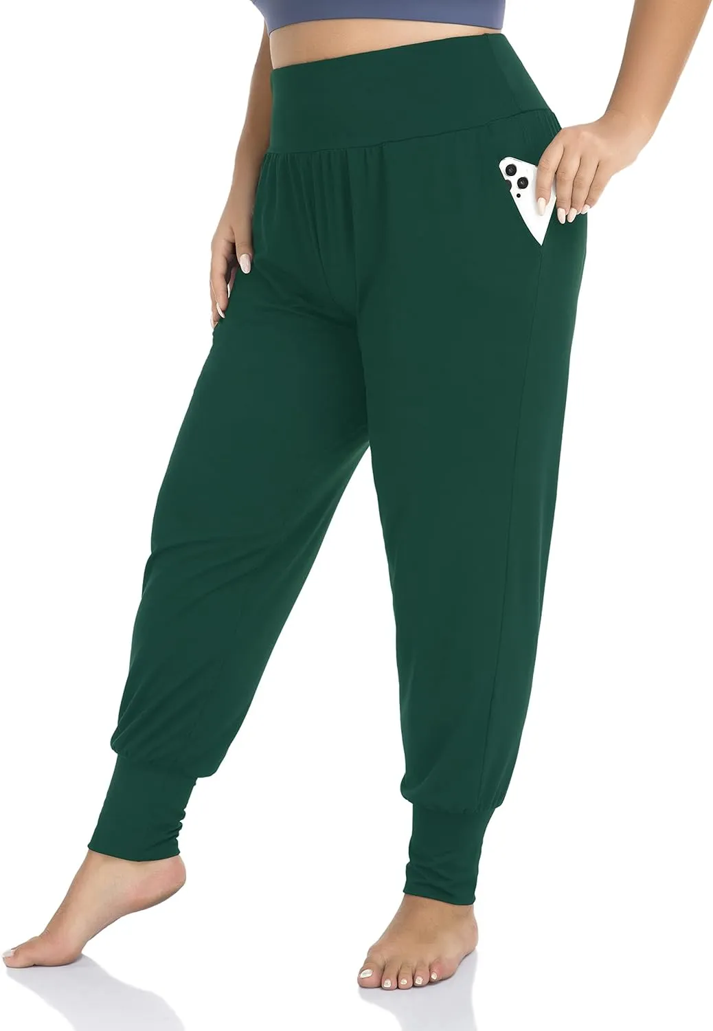 ZERDOCEAN Women's Plus Size Casual Yoga Joggers Comfy Loose Workout Lounge Pants with Pockets